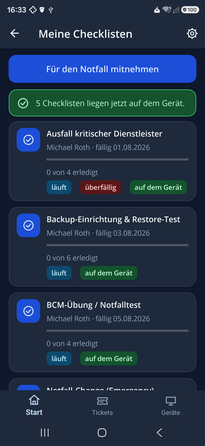 Eigene Checklisten mit Fortschrittsbalken, Fristen und Plakette „überfällig“