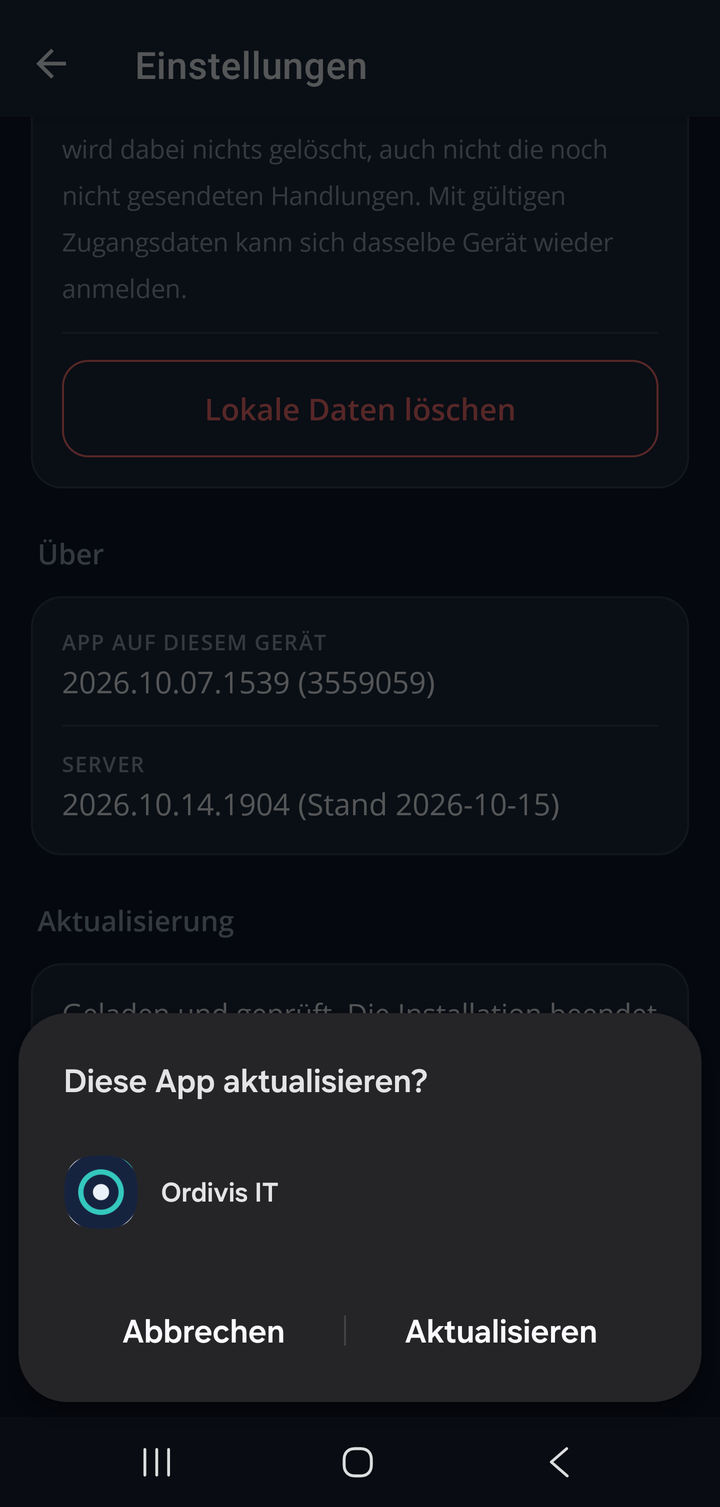 Android-Rückfrage „Diese App aktualisieren?“