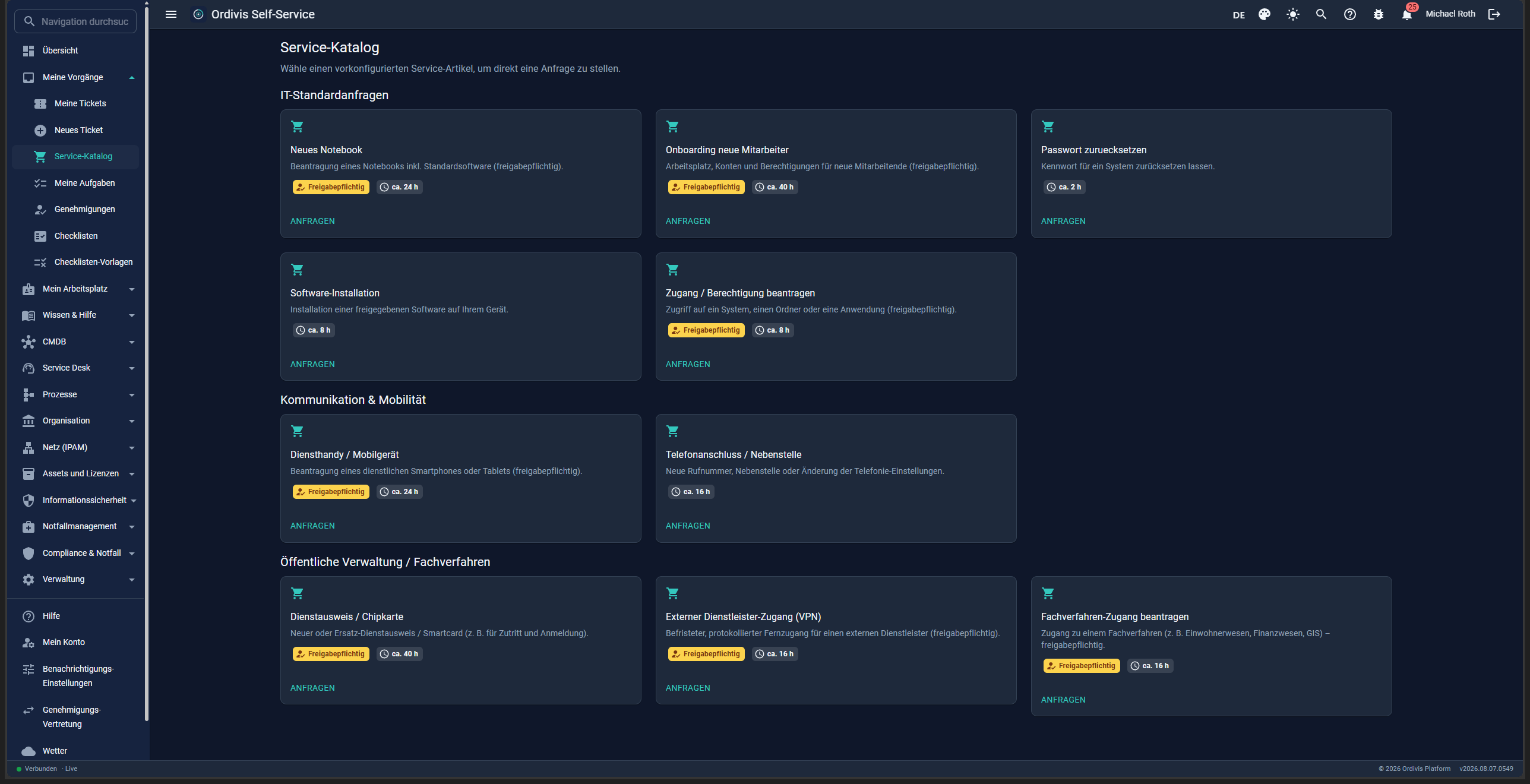 Ordivis Portal Service-Katalog