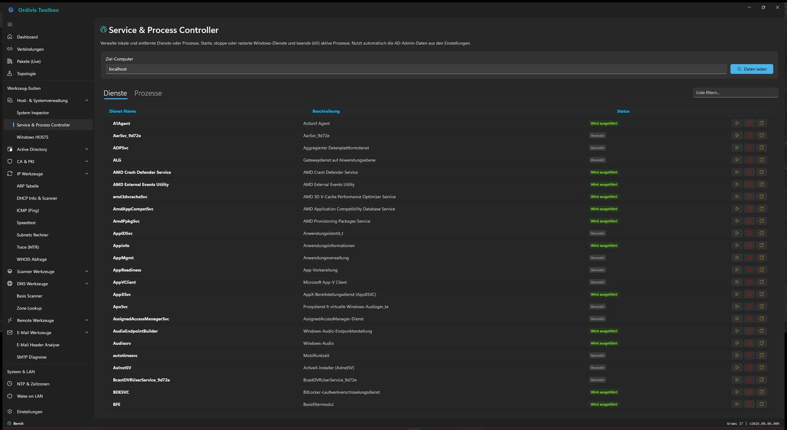 Ordivis Toolbox - Dienst- & Prozess-Controller