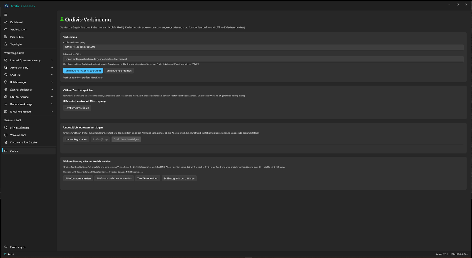 Ordivis Toolbox - Anbindung an Ordivis Platform