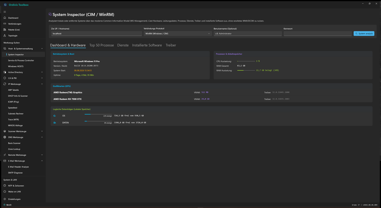 Ordivis Toolbox - System-Inspector (CIM/WinRM)