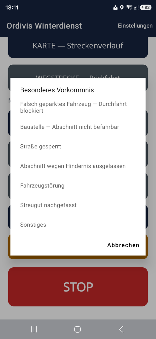 Vorkommnis festhalten